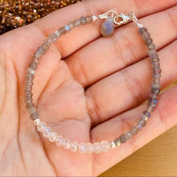 Moonstone & Labradorite Sterling Silver Bracelet - Picture 11 of 13